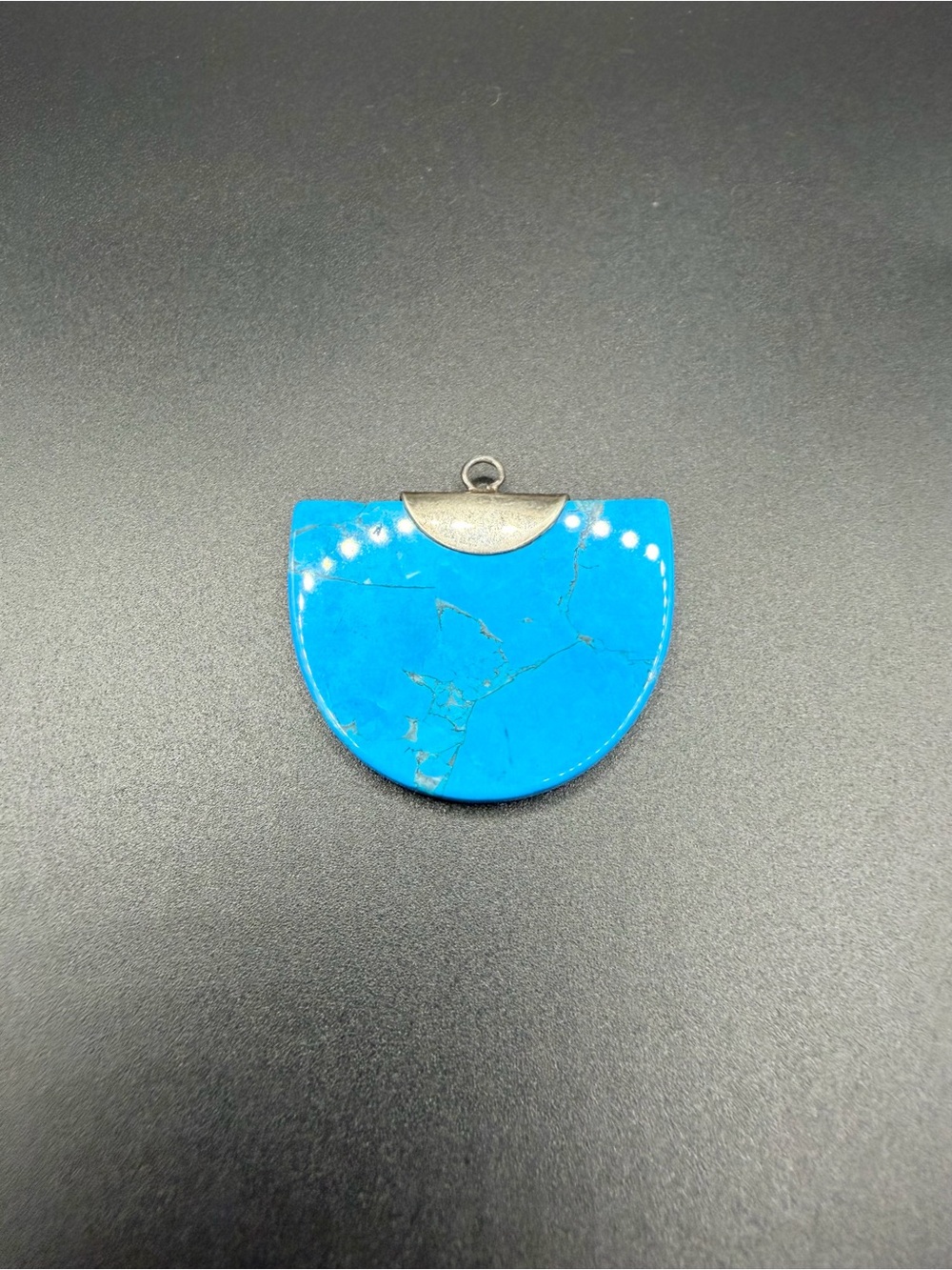 Sterling Silver 925 Turquoise Half Moon Pendant Necklace Jewelry